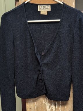 La Dolle Navy Textured Button Cardigan